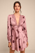 Goldia Mauve Floral Satin Bustier Maxi Dress