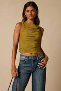Camari Olive Mesh Ruched Tank Top