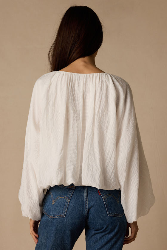 Mavis Ivory Striped Balloon Sleeve Top