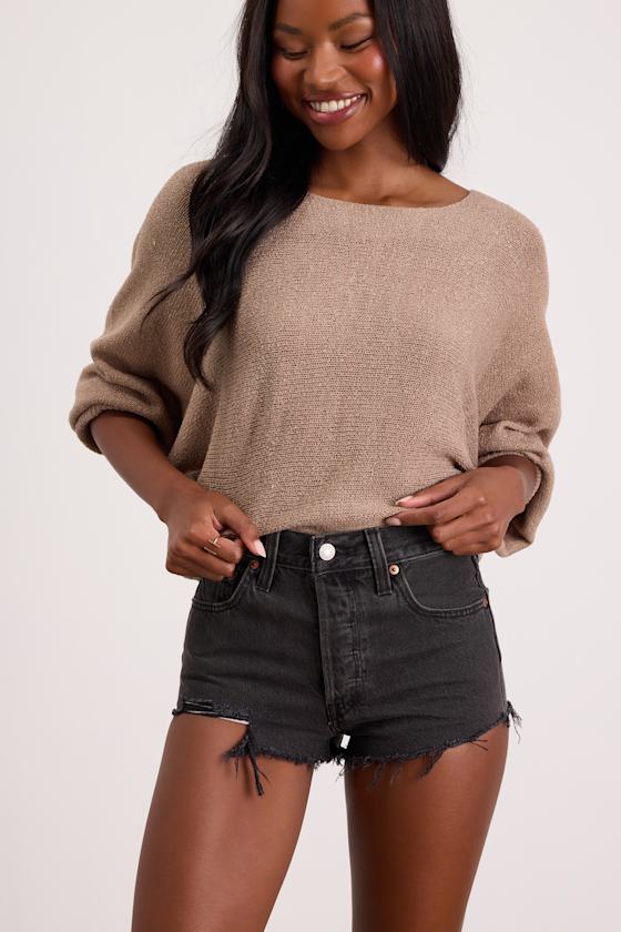 501 Micro Black Distressed High-Rise Denim Shorts