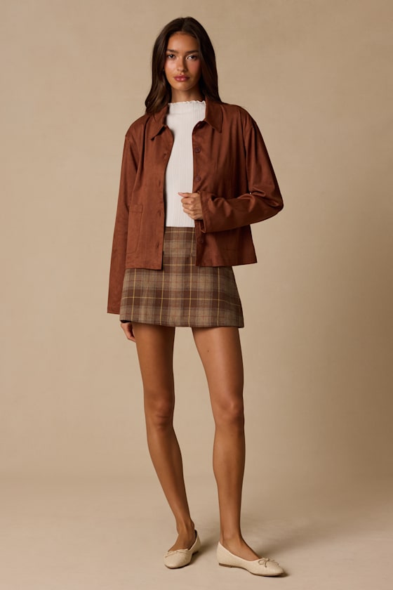 Hilary Brown Suede Collared Jacket