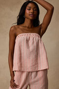 Billie Pink Striped Cotton Strapless Top