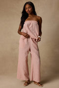 Billie Pink Striped Cotton Wide-Leg Pants