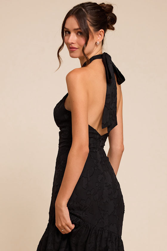 Eloria Black Halter Maxi Dress