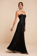 Marlene Black Floral Pleated Drop Waist Maxi Dress