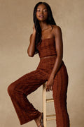 Shayne Rust Brown Textured Two-Piece Jumpsuit