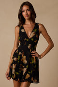 Kristen Black Floral Print Mini Dress
