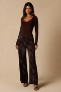Tully Brown Floral High-Rise Pants