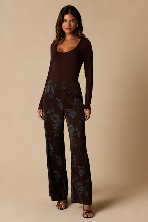 Tully Brown Floral High-Rise Pants