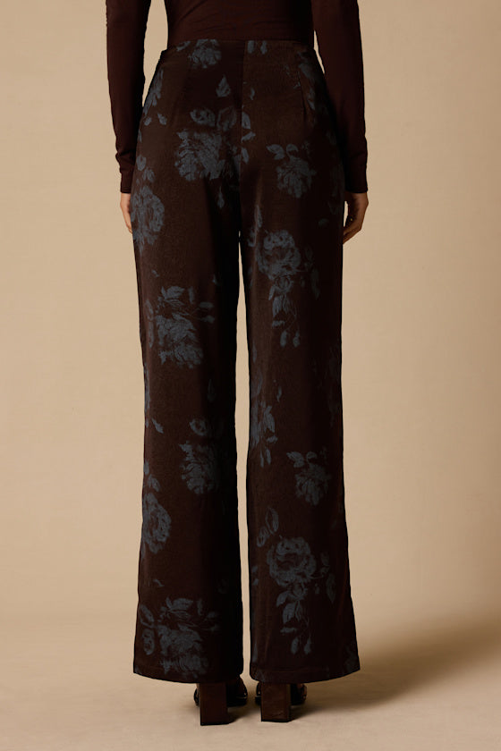 Tully Brown Floral High-Rise Pants