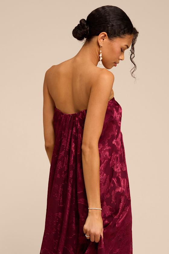 Amiri Burgundy Floral Burnout Shift Maxi Dress
