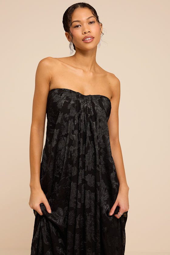 Amiri Black Floral Burnout Shift Maxi Dress
