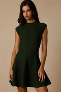 Kary Forest Green Cap Sleeve Sweater Mini Dress