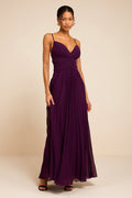 Corella Plum Pleated Backless Maxi Dress