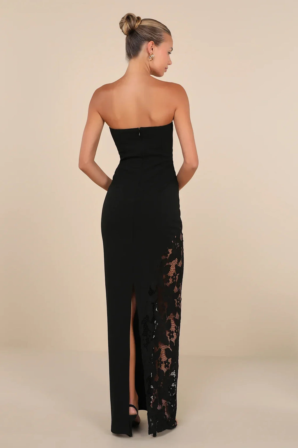 Irresistible Attitude Red Strapless Lace Column Maxi Dress