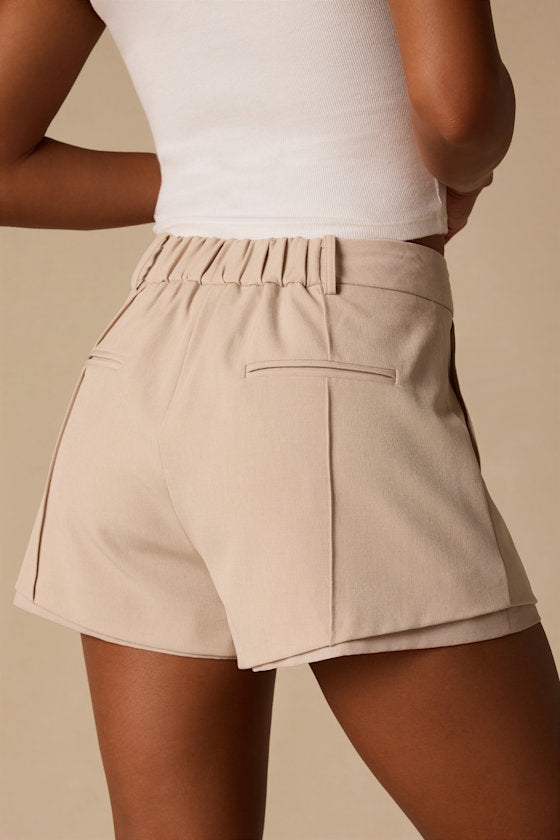 Deney Beige High-Rise Shorts
