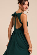 Kenly Emerald Boat Neck Cutout Midi Dress