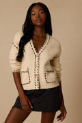 Landa Cream Button-Front Cardigan