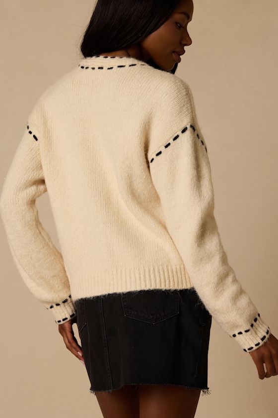 Landa Cream Button-Front Cardigan