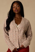 Amori Taupe Marled Cable Knit Cardigan