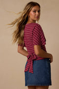 Austin Berry Red Striped Dolman Sleeve Top