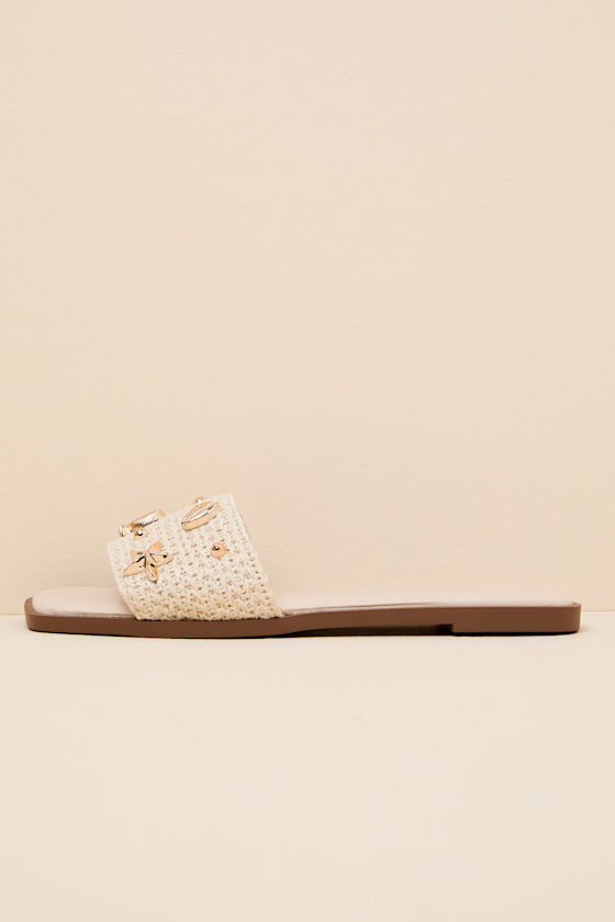 Layan Beige Seashell Slide Sandals