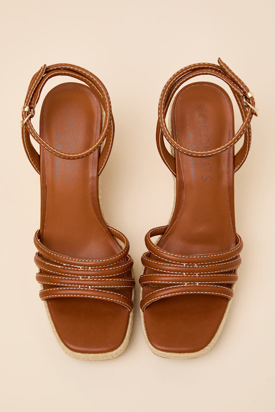 Sunnie Cognac Raffia Wedge Sandals