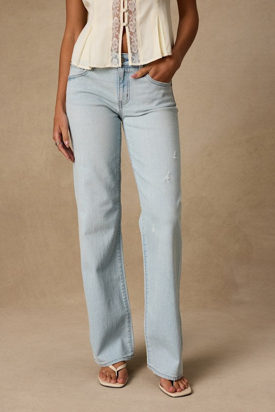 Keeper Light Wash Low-Rise Straight Jeans