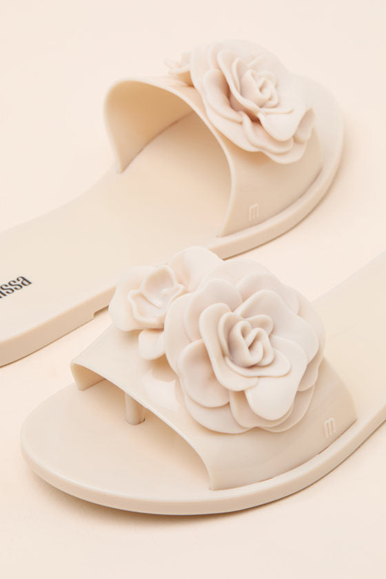 Babe Petals Beige Slide Sandals
