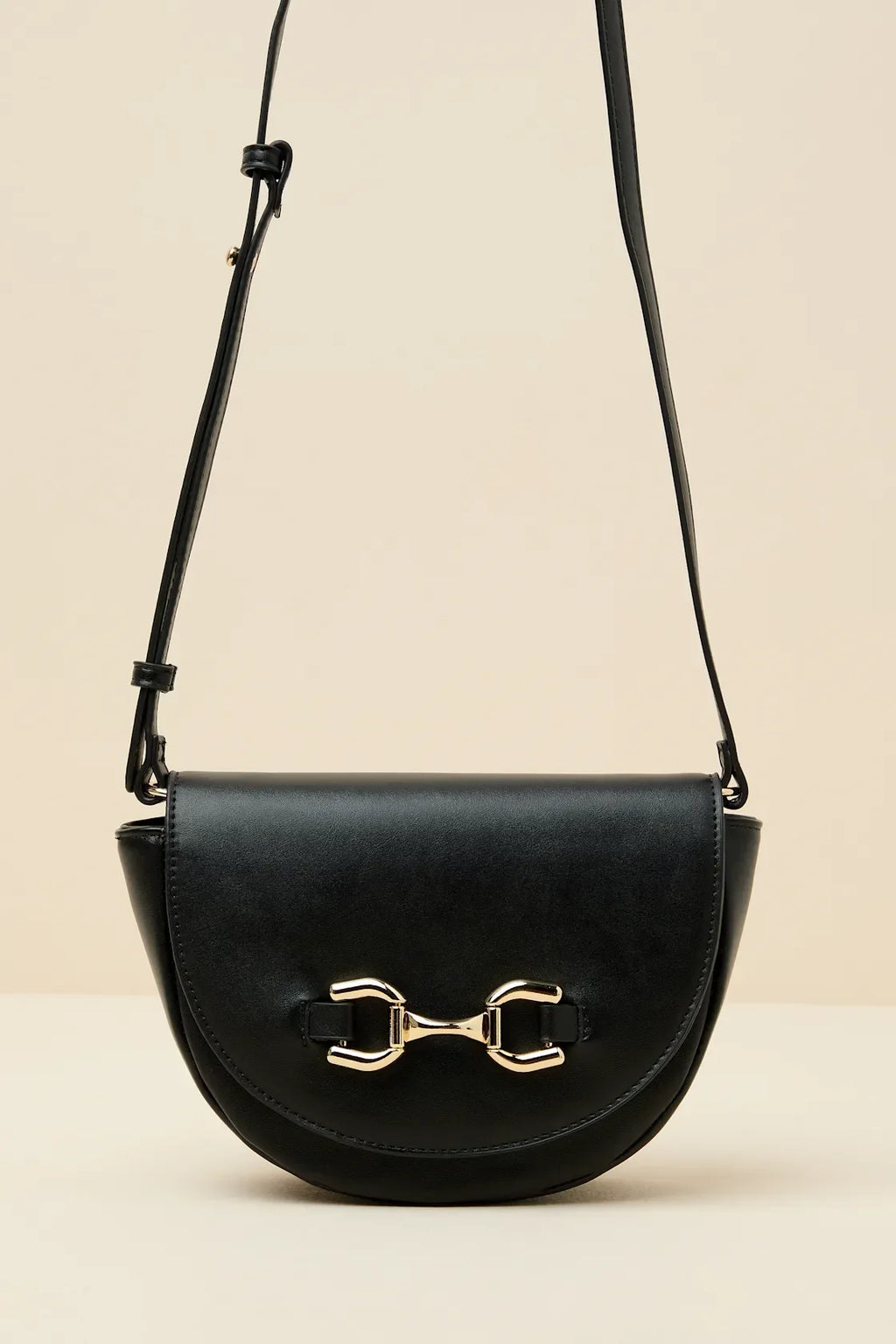 Cassia Black Horsebit Crossbody Bag
