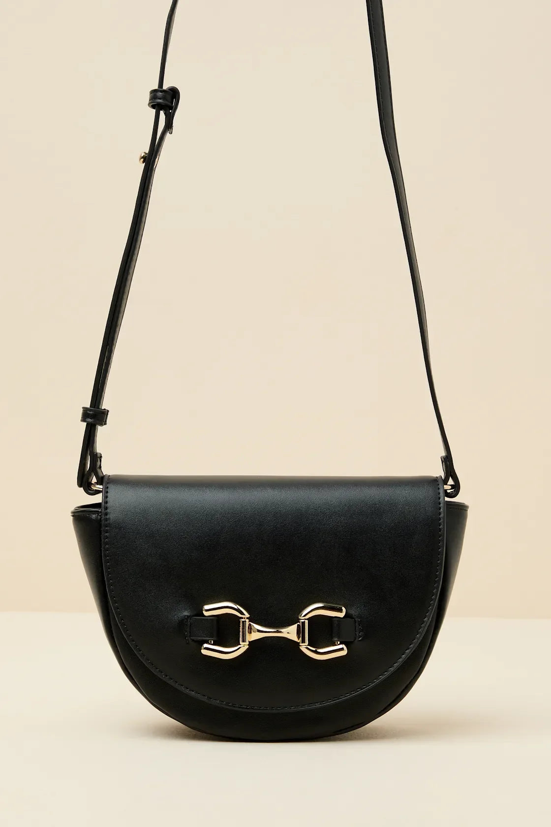 Cassia Black Horsebit Crossbody Bag