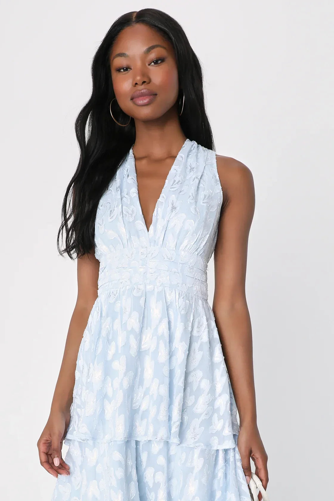 Make It Mesmerizing Navy Blue Jacquard Tiered Midi Dress