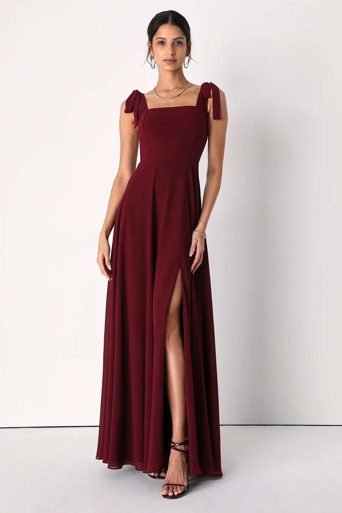 Love Me Forever Olive Green Tie-Strap Square Neck Maxi Dress