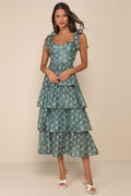Gorgeous Excellence Black Floral Burnout Tiered Midi Dress