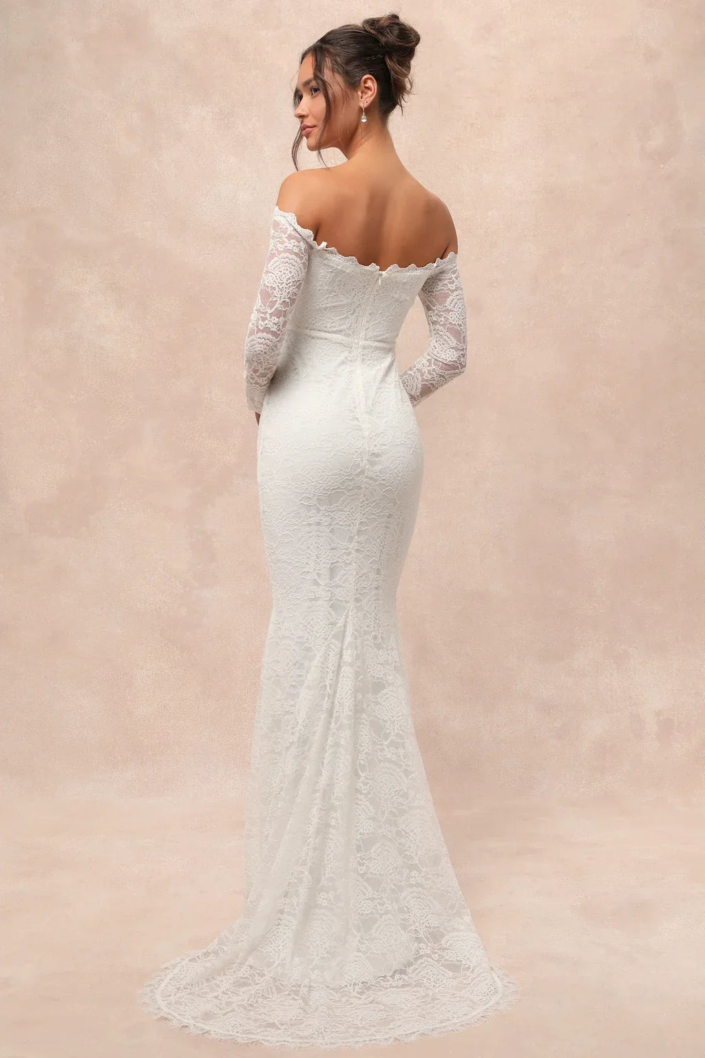 Beloved Promise White Lace Off-the-Shoulder Mermaid Maxi Dress