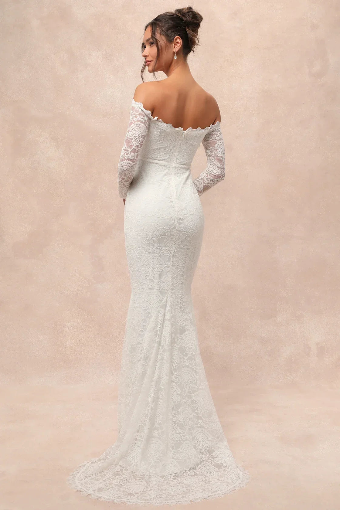 Beloved Promise White Lace Off-the-Shoulder Mermaid Maxi Dress