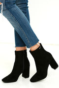 My Generation Black Suede High Heel Ankle Boots