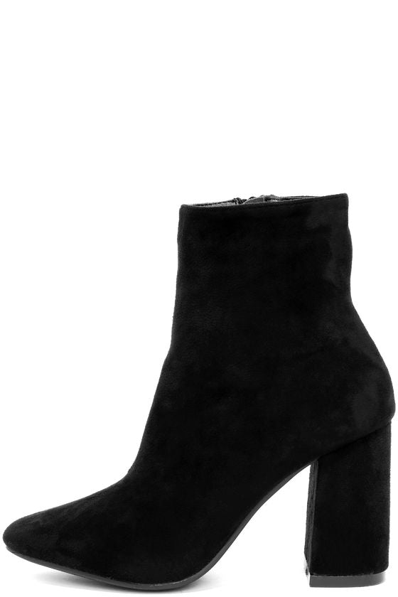 My Generation Black Suede High Heel Ankle Boots