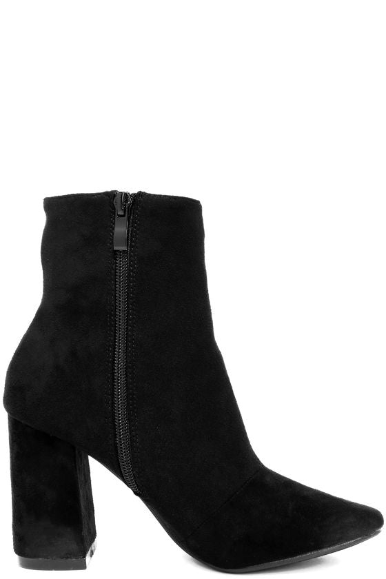 My Generation Black Suede High Heel Ankle Boots