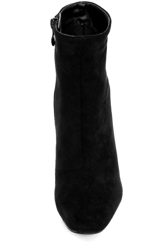 My Generation Black Suede High Heel Ankle Boots