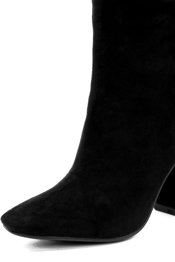 My Generation Black Suede High Heel Ankle Boots
