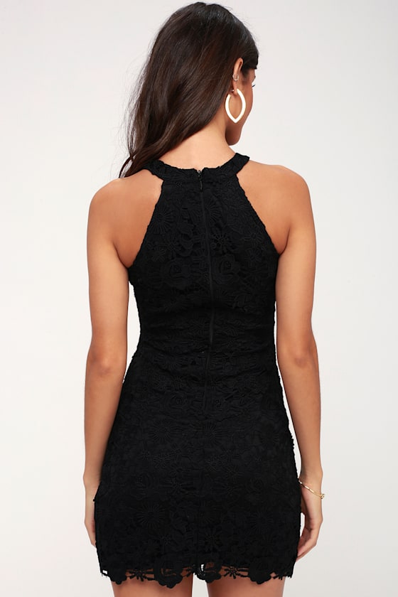 Love Poem Black Lace Mini Dress
