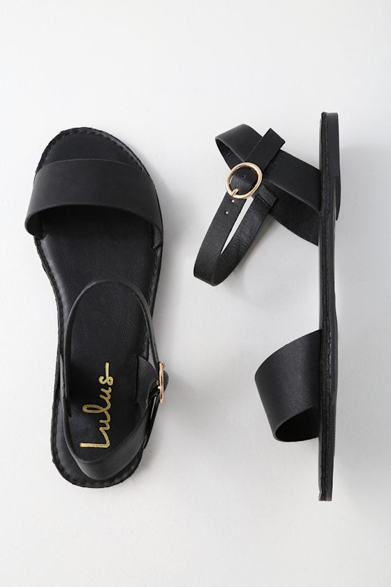 Hearts and Hashtags Black Flat Sandals