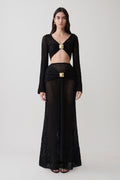 Mania Crochet Maxi Skirt With Hardware - Black