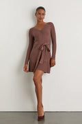 Cozy Poise Beige Henley Long Sleeve Mini Sweater Dress