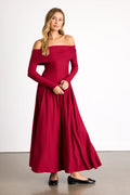 Sescca Black Off-the-Shoulder Jersey Knit Maxi Dress