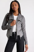 Ready For Anything Charcoal Grey Suede Moto Jacket