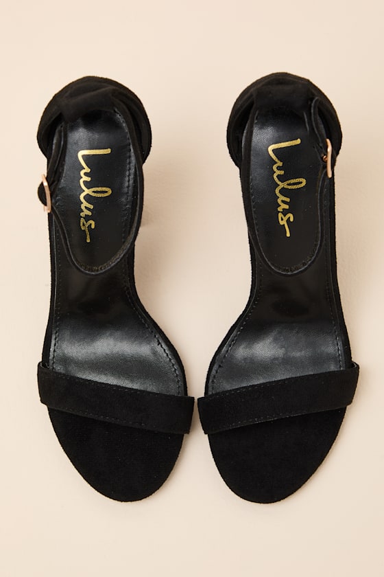 Taylor Black Suede Ankle Strap Heels