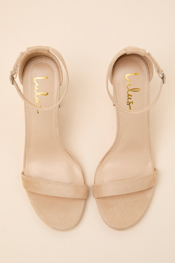Taylor Natural Suede Ankle Strap Heels