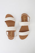 Blaise White Flat Sandals